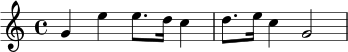 {\set Staff.midiInstrument = #"celesta" g'4 e'' e''8. d''16 c''4 d''8. e''16 c''4 g'2}