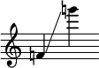{
\override SpacingSpanner.strict-note-spacing = ##t
\set Score.proportionalNotationDuration = #(ly:make-moment 1/8)
\clef treble \omit Score.TimeSignature
\relative f' {f!4 \glissando g''!}
}