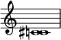 
  \relative c' {
    \omit Staff.TimeSignature
    <c! cis>1
  }
