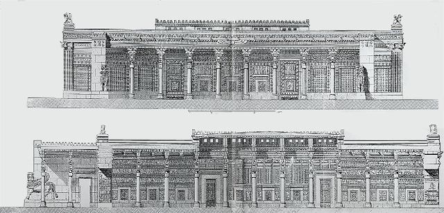 Il palazzo delle 100 colonne nella ricostruzione di Charles Chipiez (1884)