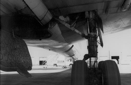 File:Wheel-Well Stowaway Space forward of DC-8 Right Main Gear.jpg