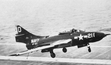 File:F8F-8 of VF-122 landing on USS Shangri-La (CVA-38) 1956.jpg