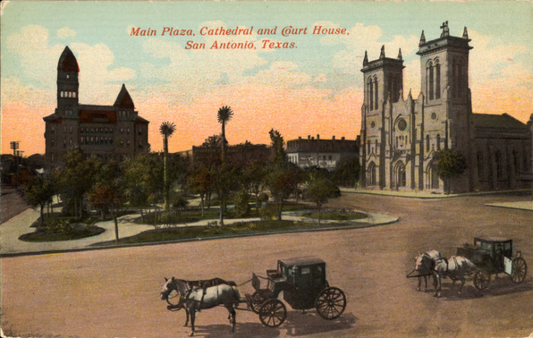 File:Main Plaza, Cathedral, and Court House, San Antonio, Texas.jpg