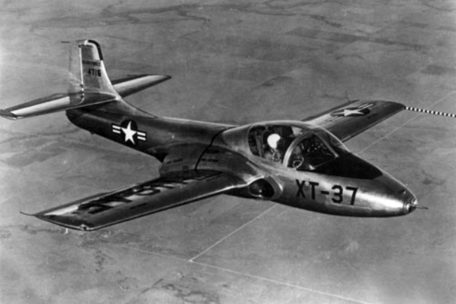 File:Cessna XT-37 prototype in flight c1954.jpg