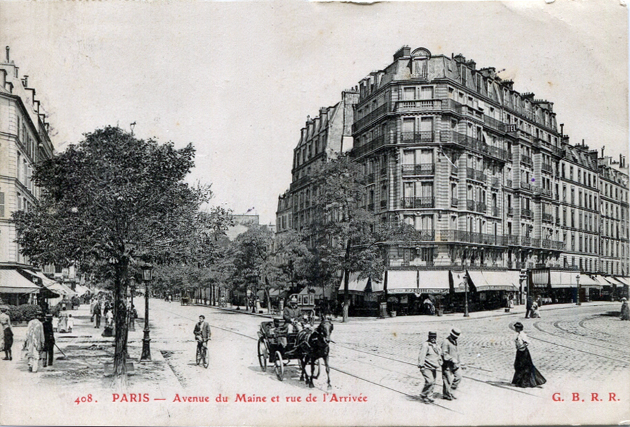 File:Paris, ca.1900, rue de l'Arivee, Avenue du Maine, Montparnasse.jpg