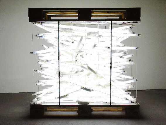 File:Molitor & Kuzmin Frachtgut, 1998, Leuchtstoffröhren, Europalette 120x120x80cm.jpg