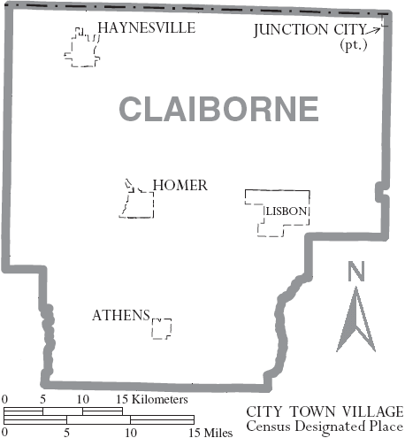 File:Map of Claiborne Parish Louisiana With Municipal Labels.PNG
