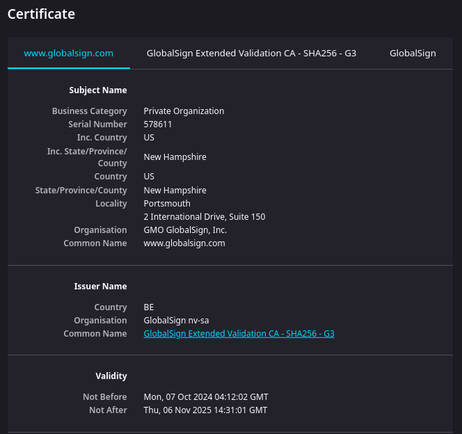File:GlobalSign extended validation example on Firefox 133 screenshot.webp