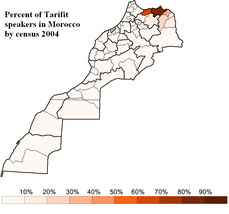 File:Percent of Tarifit speakers in Morocco by census 2004.png