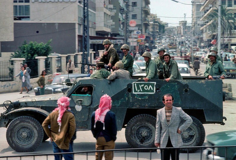File:A Syrian armored personnel carrier patrols the streets of Lebanon, 1978.jpg