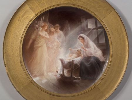 File:Hand Painted Porcelain Plaque of Mary and Baby Jesus, dated 1913.jpg