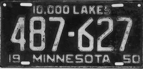File:Minnesota 1950 license plate - Number 487-627.jpg