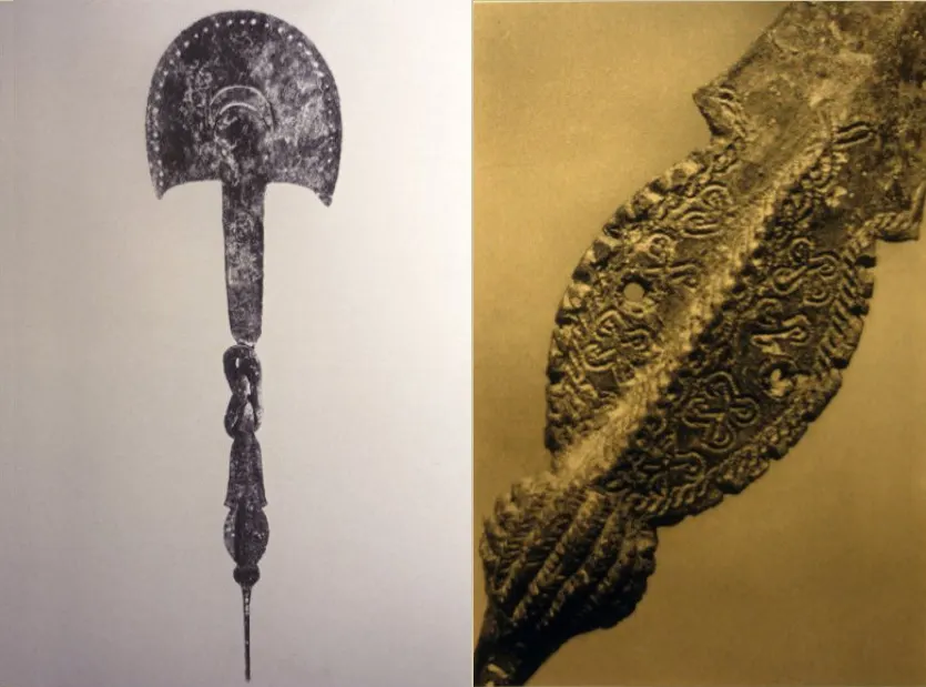 Igbo Ukwu copper fan with base