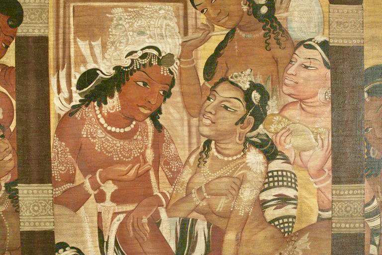 File:Cave 1 painting, Ajanta, Maharashtra, a close up.jpg