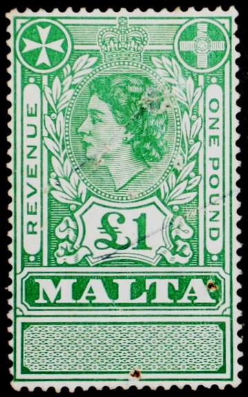 File:Malta 1954 Queen Elizabeth II revenue stamp.png