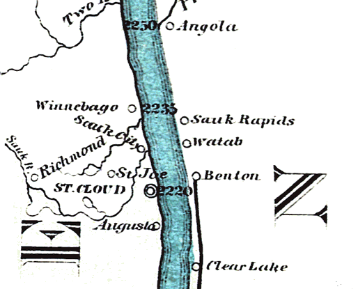 File:Winnebago (now Sartell) on the 1866 Mississippi river ribbon map.png