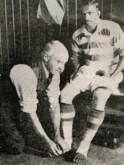 File:Mohammed Salim (Indian footballer) having feet bandaged at Celtic FC, 1936 photograph.jpg