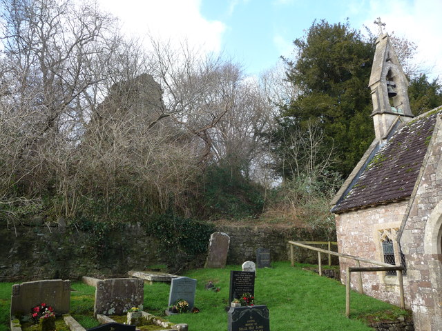 File:Llanvair Discoed Castle ruins from St. Mary's churchyard - geograph - 3311417.jpg