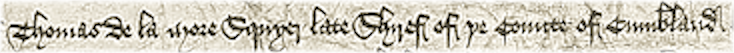 Scan of de la More's name and title extracted from a contemporary document
