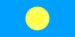 Proposed flag depicting yellow circle with 8-pointed star in it, on blue background