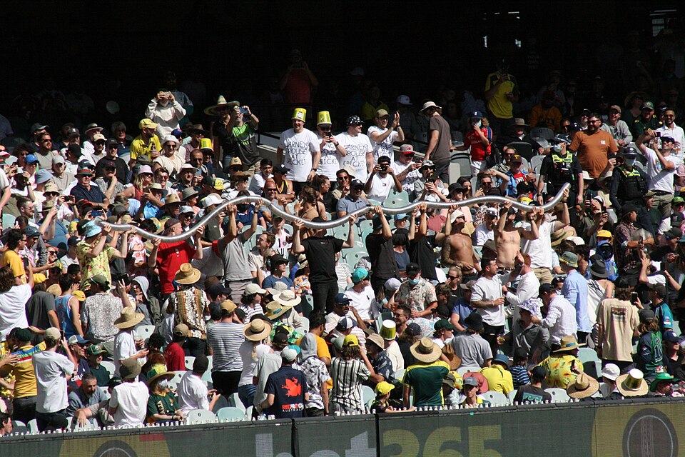 File:Beer cup stacking at the MCG.jpg
