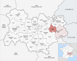 Location within the region Auvergne-Rhône-Alpes