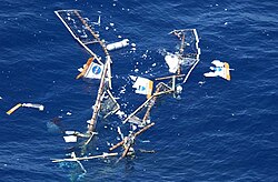 Wreckage falling in to the water