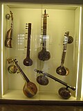 Sitars and one rudra veena (bottom right)