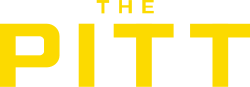 The title of the series written in yellow in an all-caps blocky font. In the logo, the word "The" is much smaller than "Pitt".