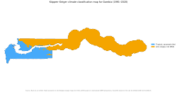 Köppen–Geiger climate classification map at 1-km resolution for the Gambia (1991–2020)