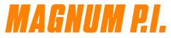 Italic text in orange lettering that reads "Magnum P.I."