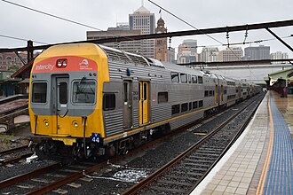 V set at Central station in the rain.
