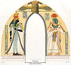 Doorway from TT 359 depicting Ahmose-Nefertari and Amenhotep I