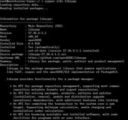 Screenshot of zypper, part of ZYpp