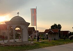 Village cross and park