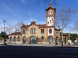 The old Magòria station building