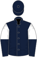 Dark blue, white and dark blue halved sleeves