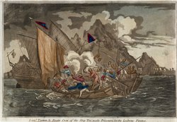 British Lieutenant John Turner and the crew of the ship  Tay being attacked by pirates from Wanshan on December 7, 1806