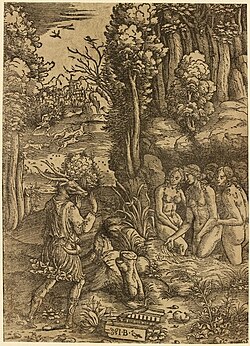 Diana and Actaeon, woodcut