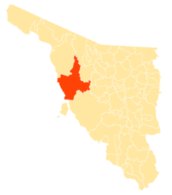 Location of the municipality in Sonora.