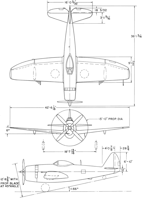 File:Republic P-47N Thunderbolt 3-view line drawing.png