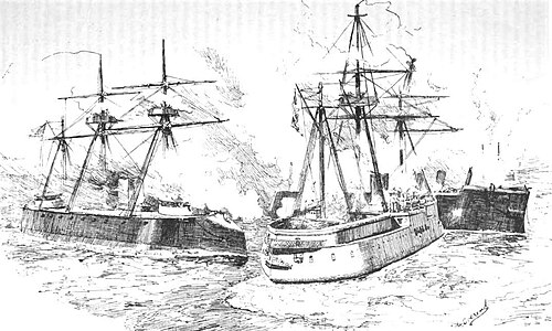 Ship caught by spur when end on ramming