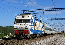 A Ukrainian Railway passenger train traveling from Kharkiv to Kiev in 2012