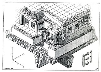Estudi de la teulada del palau de les 100 columnes, per Charles Chipiez (1884)
