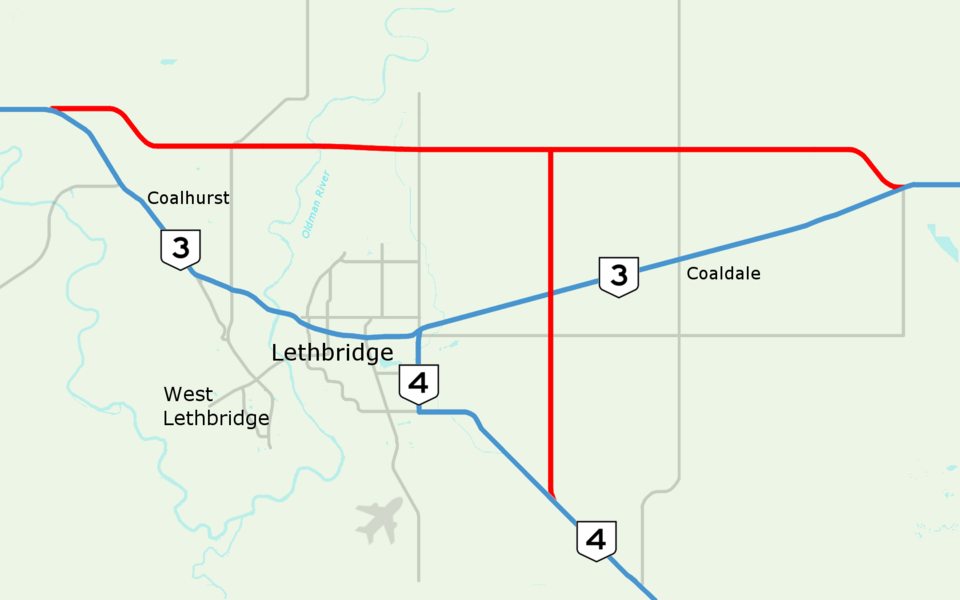File:Lethbridge Highway 3 4 Bypass Map.png