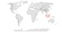 Map showing the range of Apis koschevnikovi