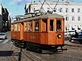 Replica of Brändö Spårvägs Ab tram number 1 at Helsinki Market Square