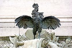 Rooster sculpture, Bordeaux, France, 1894–1902. The bird is a symbol of the country.
