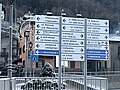 Bilingual road sign (French-Valdôtain) in Pollein, Aosta Valley, 2025.