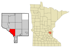 Location of the city of Coon Rapidswithin Anoka County, Minnesota